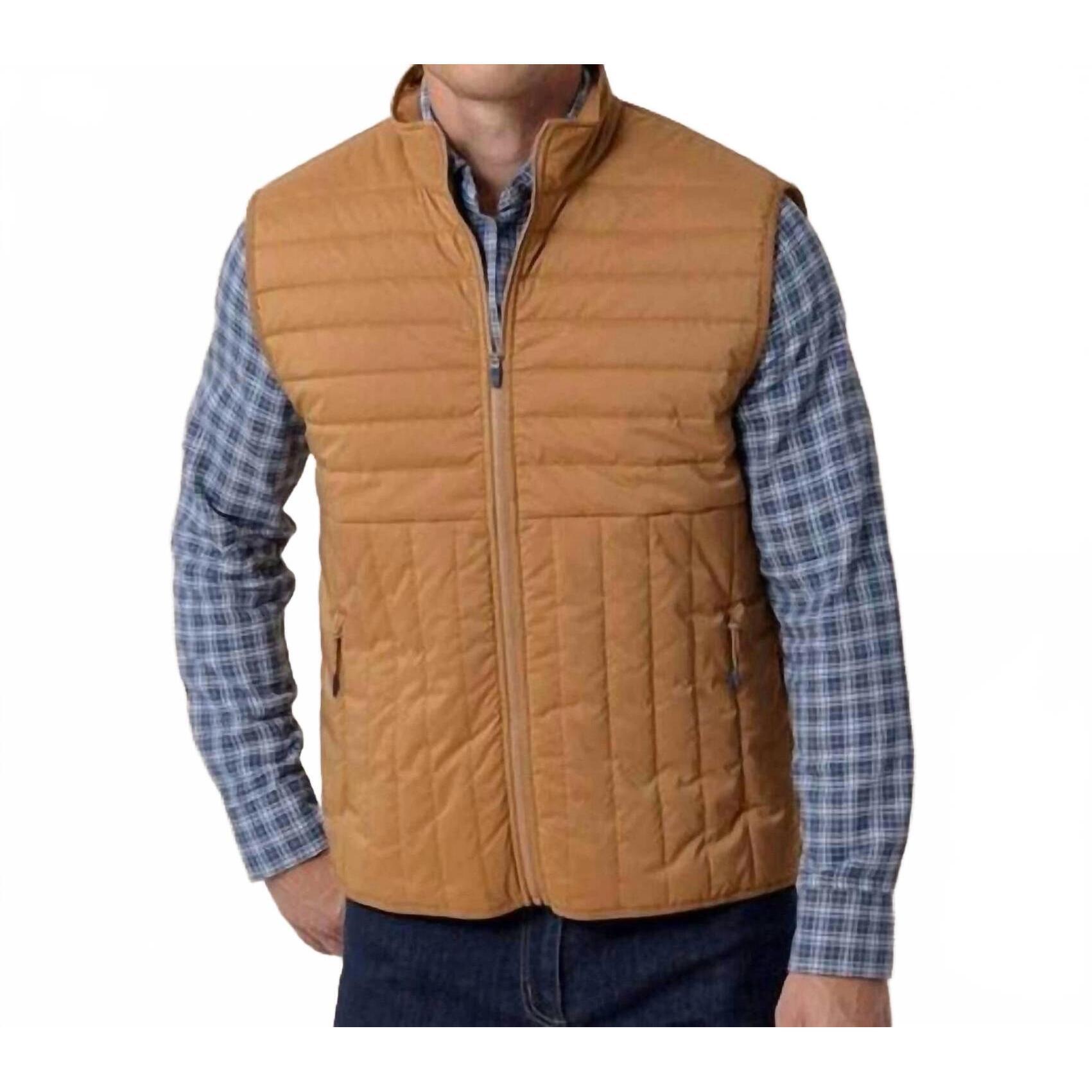 New Southern Tide Whitemarsh Packable Quilted Vest In Hazelnut Khaki